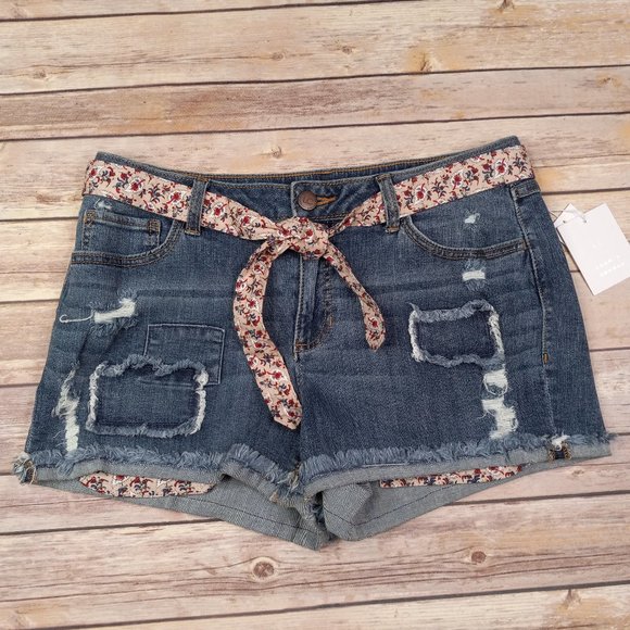 LC Lauren Conrad Pants - Lauren Conrad Size 9 Patchwork Cut Offs Destroyed Denim Jean Shorts